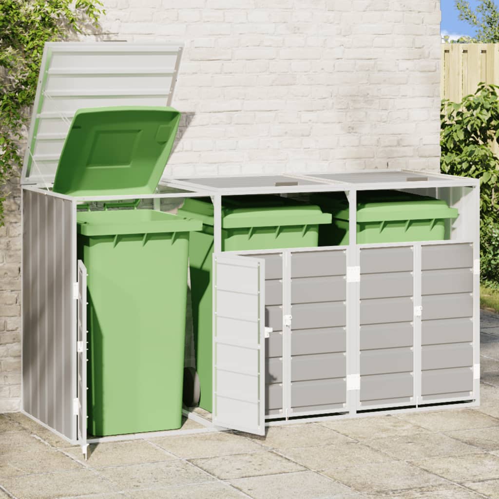 NNEVL Wheelie Bin Storage for Triple Bins Grey 216x81x115 cm Steel - TiendaNNEVL Wheelie Bin Storage for Triple Bins Grey 216x81x115 cm Steel87210129886754006180TiendaNNEVL4006180Waste Container EnclosuresNNEVL Wheelie Bin Storage for Triple Bins Grey 216x81x115 cm Steel