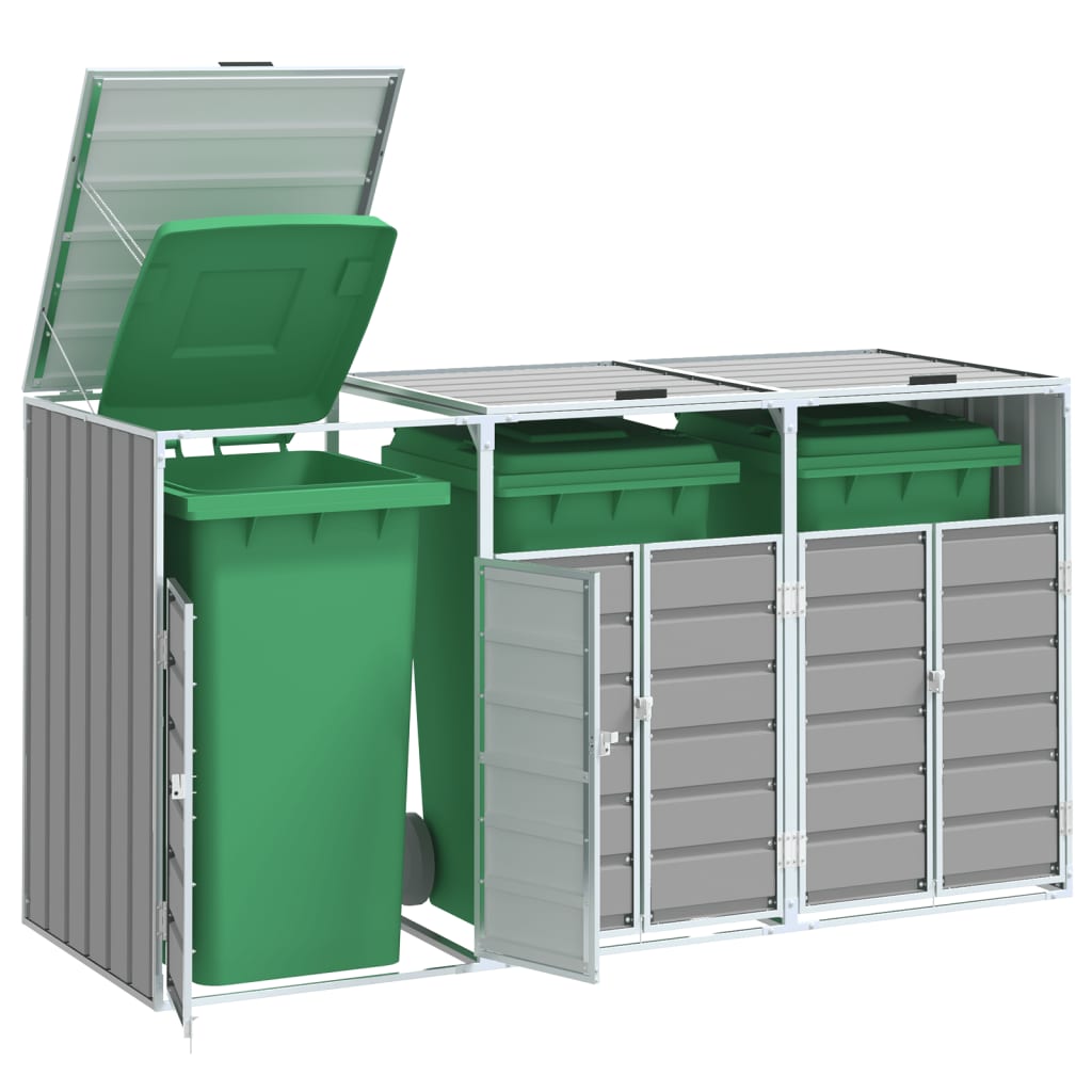 NNEVL Wheelie Bin Storage for Triple Bins Grey 216x81x115 cm Steel - TiendaNNEVL Wheelie Bin Storage for Triple Bins Grey 216x81x115 cm Steel87210129886754006180TiendaNNEVL4006180Waste Container EnclosuresNNEVL Wheelie Bin Storage for Triple Bins Grey 216x81x115 cm Steel